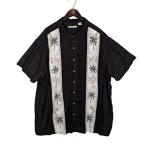 Batik Bay Hawaiian Bowling Stripe Short Sleeve Shirt Men's 4XB Big & Tall Button